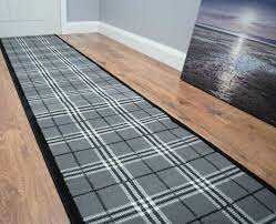 silver tartan carpet runner rug grey