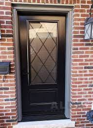 Black Front Door With 3 4 Frosted Glass