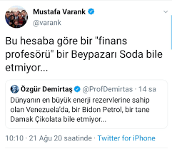 TTA Haber в Twitter: "Sanayi ve Teknoloji Bakanı Mustafa Varank, Özgür  Demirtaş'ın paylaşımını alıntılayarak, "Bu hesaba göre bir "finans  profesörü" bir Beypazarı Soda bile etmiyor...'" şeklinde yanıt verdi.  https://t.co/SUBdE1ekBu" / Twitter