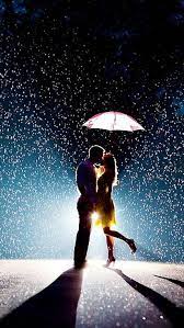 romantic love couple in rain iphone