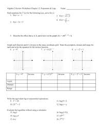Algebra 2 Review Worksheet Chapter 12