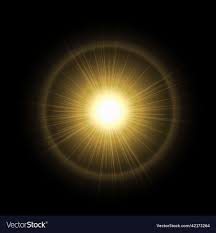 shiny sun in black background beams of