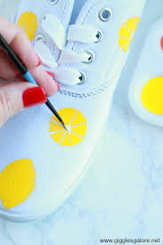 Getting paint in your shoes while decorating a room or painting a wall is very common. Diy Citrus Painted Canvas Shoes Giggles Galore