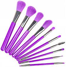 neon purple makeup brush set
