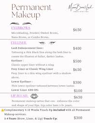 pricing services maine brow and lash