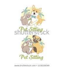 Cat Dog Pet Sitting Business Logo Stock Vector Royalty Free