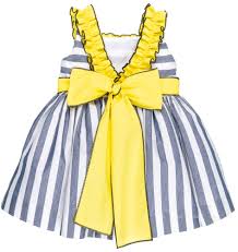 Lappepa moda infantil vestido niña estampado loros. Lappepa Moda Infantil Vestido Nina Rayas Azul Denim Amarillo Missbaby