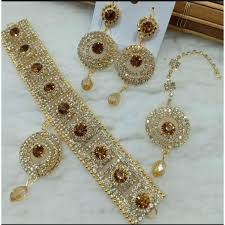 artificial bridal jewelry set golden