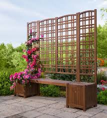 There are two holes on the bottom plate, which facilitate the timely discharge of excess water. Outdoor Eucalyptus Configurable Privacy Screen Trellises Planter Seat And Bench Plowhearth