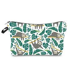 makeup pouch with printed sloth
