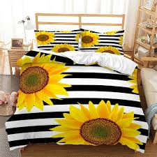 Bedding Sunflower Duvet Cover Set Black