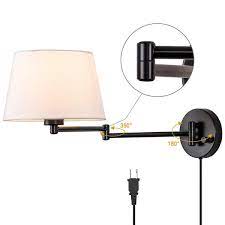 Light Black Plug In Swing Arm Wall Lamp