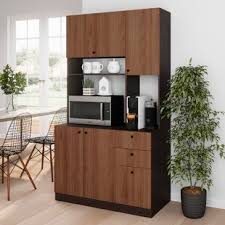 Sometimes, you have to fight for every inch of storage space this decor also includes a backles home bar stool in a neutral black color that looks very nice among yellow elements. Black Pantry Storage Cabinet Wayfair