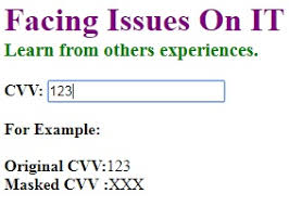 This means you will have to enter it again for your next purchase, but it's a small price to pay for keeping your information safe. Mask Cvv Cvc On Web Page Facing Issues On It