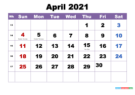Us edition with federal holidays and observances; April 2021 Printable Calendar With Holidays Word Pdf