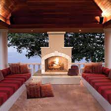 Stucco Propane Gas Outdoor Fireplace