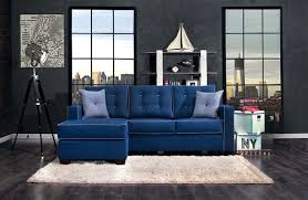 Contemporary Blue Fabric Sectional Sofa