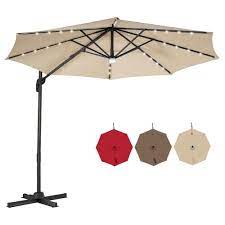 Gymax 10ft Cantilever Solar Umbrella