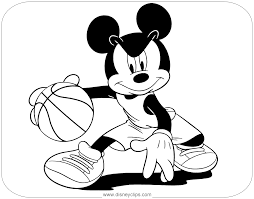 The coloring sheet of mickey and minnie. Coloring Page Of Mickey Mouse Playing Basketball Mickeymouse Mickey Mouse Coloring Pages Cartoon Coloring Pages Disney Coloring Pages