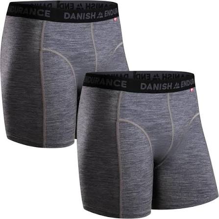 DANISH ENDURANCE Boxer de Lana Merino Hombre, 1 y 2 Pack Gris Mélange 2XL | Boxer de Lana Merino, Transpirables y Antiolor con Costuras Planas, para Deporte y Uso Diario, con o