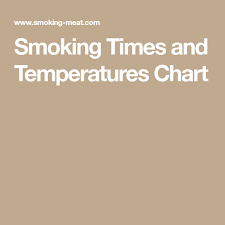 Smoking Times And Temperatures Chart For Beef Pork