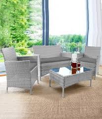 4pc Rattan Garden Furniture Set Black