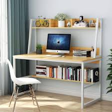 Coleshome black computer desk with hutch bookshelf, 47 office desk with storage drawers, super sturdy writing desk for home office. Tribesigns Computer Desk With Hutch And Bookshelf 47 Inches Home Office Desk With Space Saving Design For Small Spaces Amazon Co Uk Kitchen Home