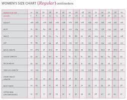 Burda Patterns Womens Sizing Chart Cm Size Chart
