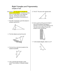 Please do not post the answer keys or other membership content on a website for others to view. Right Triangles And Trigonometry Chapter 8 Test