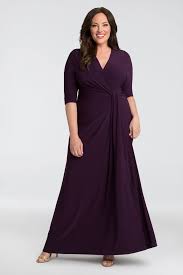 Shimmering Ruched Jersey Faux Wrap Plus Size Gown Kiyonna
