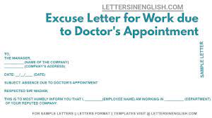 excuse letter for work due to doctor s