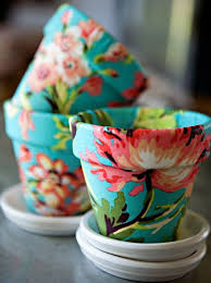 decorate terracotta pots using fabric