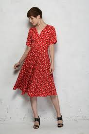 Trollied Dolly Floral Tea Dress Red Flower Dress