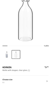 Bn Ikea Korken Clear Glass Water Bottle
