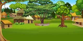scenery of cartoon village cartoon