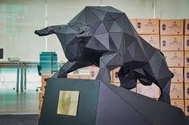 3D Metal Geometric Bull XL Statue - Berling Design