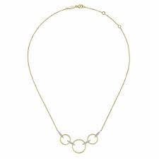 diamond linked rings necklace in 14k