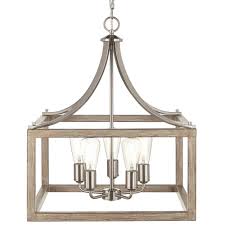 Home Decorators Collection Boswell Quarter 20 In 5 Light Brushed Nickel Chandelier With Painted Weathered Gray Wood Accents 7949hdcdi The Home Depot