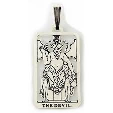 Tarot card necklace sterling silver. The Devil Small Tarot Pendant By Wellstone Jewelry