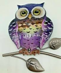 Metal Owl Wall Art Purple Metal Garden