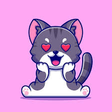 cute cat falling in love cartoon icon