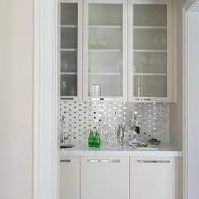 Silver Trimmed Frosted Glass Cabinets