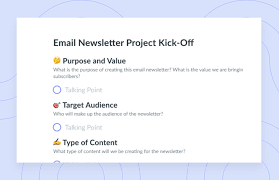 email newsletter project kick off