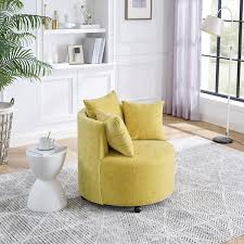 yellow velvet upholstered accent swivel