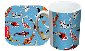 koi carp mug and coaster gift set by