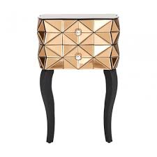 soho 2 drawer mirrored side table wood