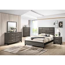 Wood sleigh bed sleigh beds twin bedroom sets queen bedroom bed sets master bedroom grey bedrooms contemporary bedroom sets 5 pc lyric brownish grey finish wood bedroom set with curved footboard with drawers. Stout Panel Bedroom Set With Bed Dresser Mirror Night Stand Chest On Sale Overstock 22725614