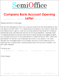 Change of bank account details. Company Bank Account Opening Request Letter