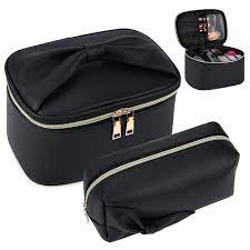dakuly makeup bag 2 pcs cosmetic bag waterproof large make up bag for travel bow knot storage bag portable cosmetic pouch makeup brush organizer toiletry