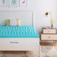 linenspa 2 in 5 zone gel full memory foam mattress topper blue